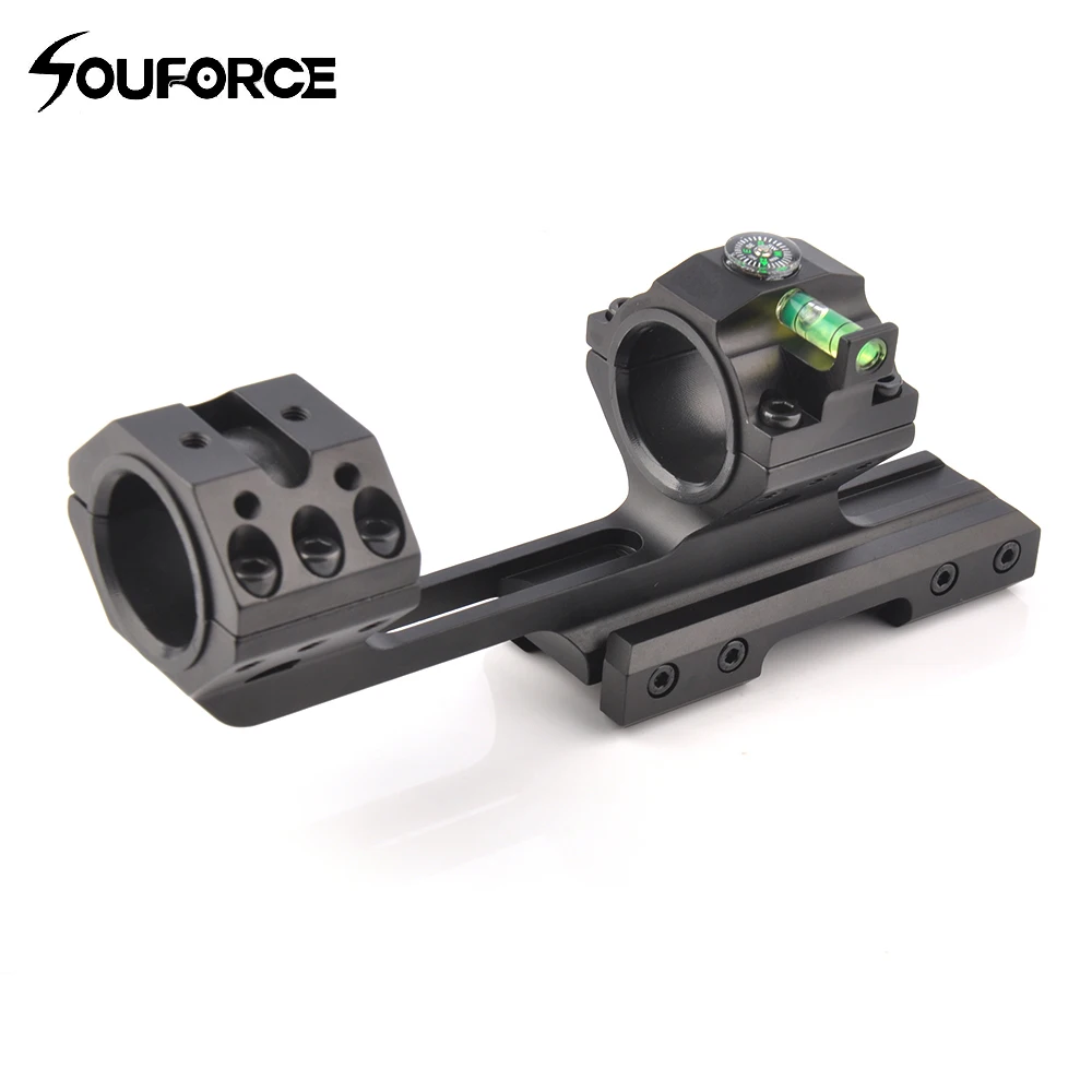 

New Hunting Heavy Dute 3 Screw 25.4/30mm Ring Extended Rail Base With Compass and Spirit Bubble Level Extra 20mm Rail Mount