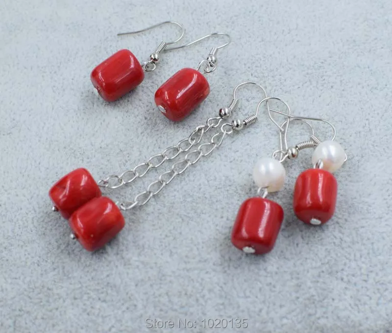 Одна пара сережек-крючков FPPJ с красным кораллом и пресноводным жемчугом оптовая