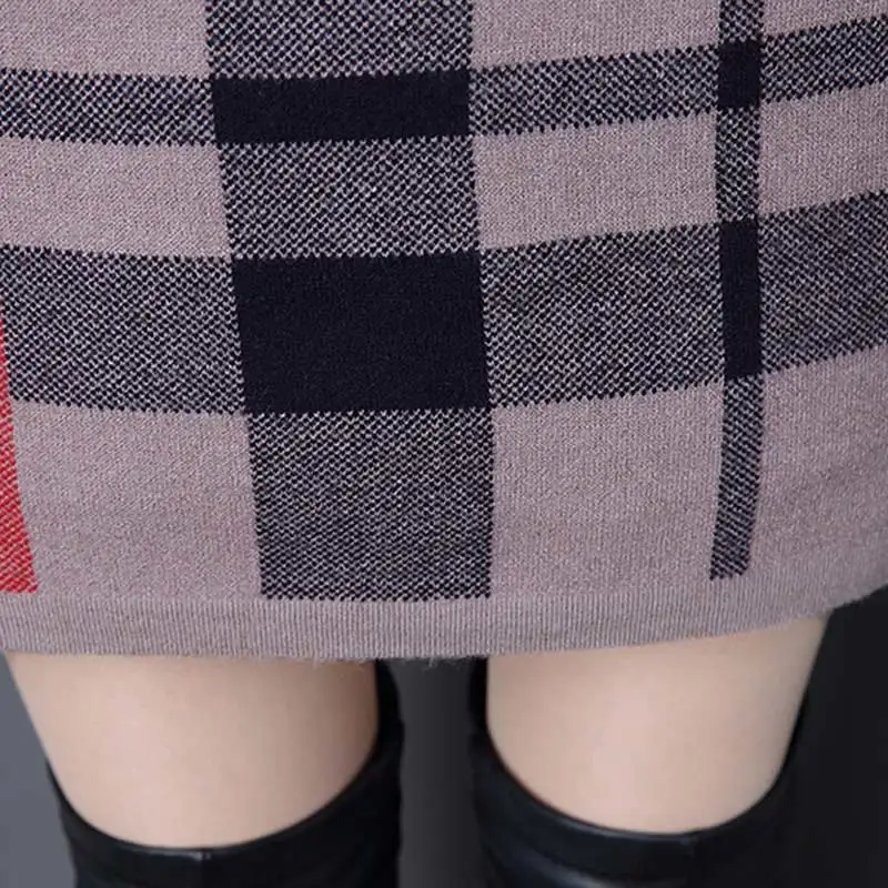 UPPIN 2017 New Loose Women Autumn Winter Dress Turtleneck Long Sleeve Plaid Knitted Sweater Female Warm Sweaters Pullovers | Женская