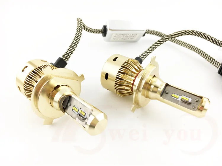 H4 стайлинга автомобилей Светодиодный фар автомобиля 90 ватт 8000 Люмен Headbulbs комплект трансформирующихся ламп авто передняя фара дальнего света с вентилятором TURBO