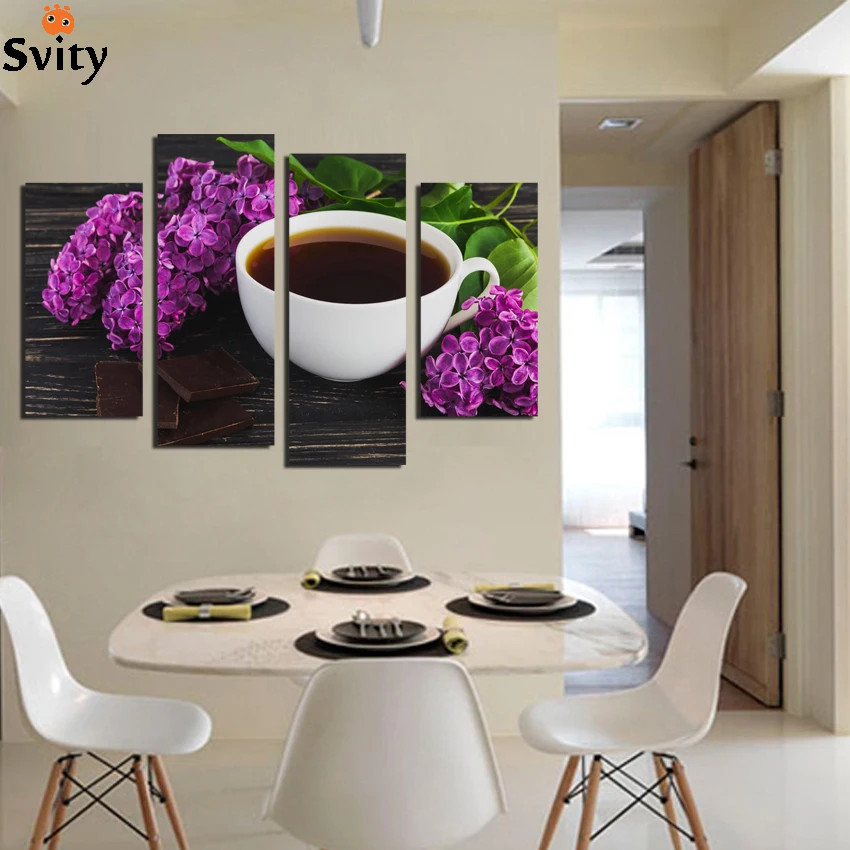 4 панели Современная Настенная живопись Кофе Кухня Натюрморт Главная