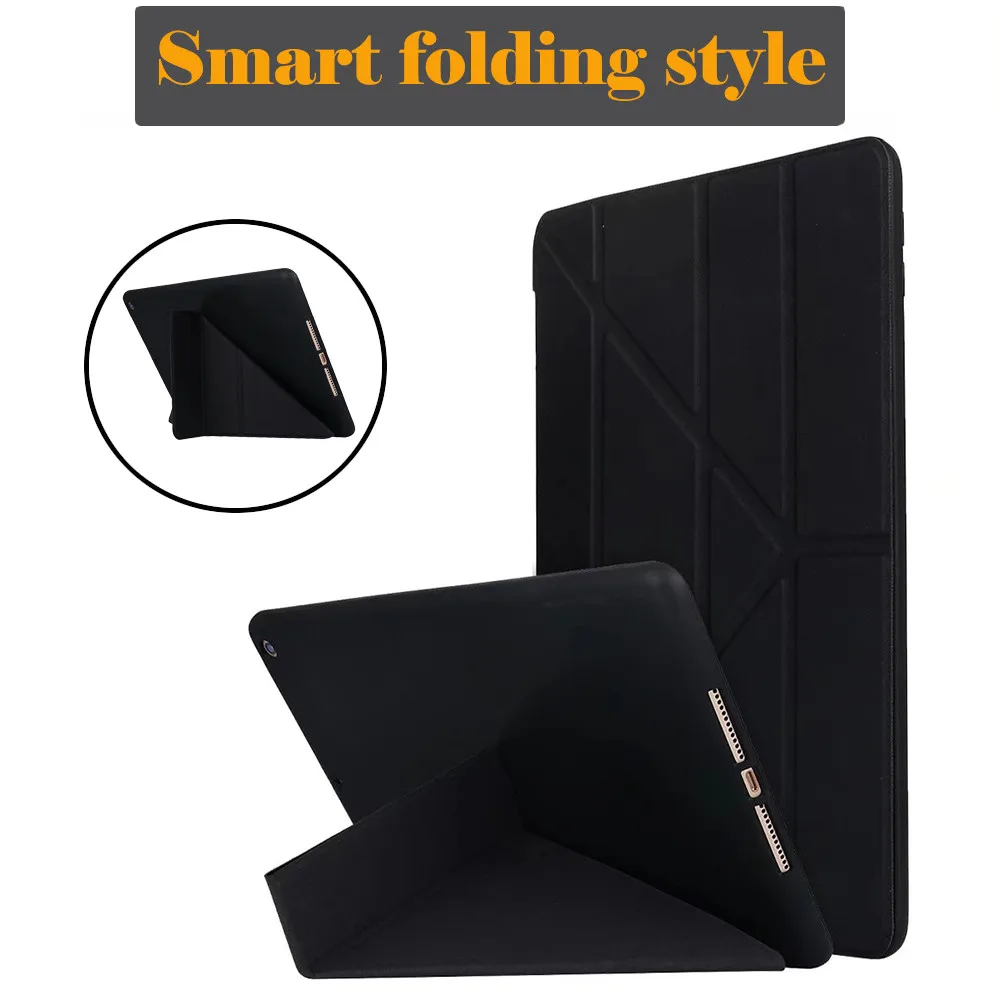 Black Чехол для нового iPad 9,7 дюймов модель выпуска A1822 A1823 A1893A1954 Мягкая силиконовая Нижняя крышка из искусственной кожи, умный чехол с функцией автоматического сна - Цвет: Black