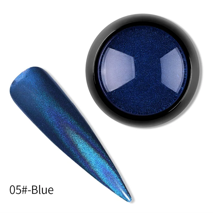 Blue 3D голографическая Лазерная пудра Радужный Блеск для ногтей Хамелеон хромированный порошок пигмент маникюрный гель для ногтей Лак Блеск пыль - Цвет: Blue