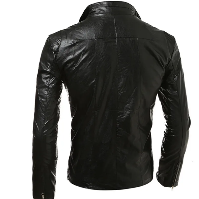 Мужская куртка из искусственной кожи пальто фирменный дизайн приталенные Модное