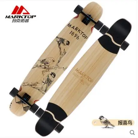 Lucky bird Marktop профессиональная доска для Лонгборда танцевальная доска прогулочная бамбуковая и канадская клен смешанный материал длинный скейтборд 9,"* 48" - Цвет: Lucky bird
