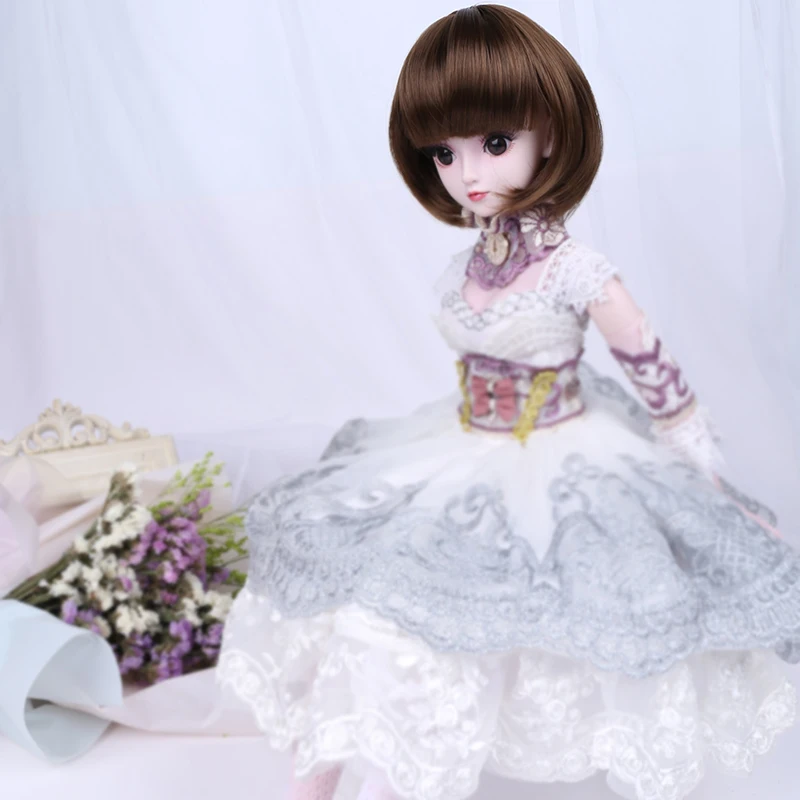 Cateleya BJD SD WIG Neat bangs Bobo head Mushroom Unisex Short straight hair For dolls 1/3 1/4 wig Light Gold | Игрушки и хобби