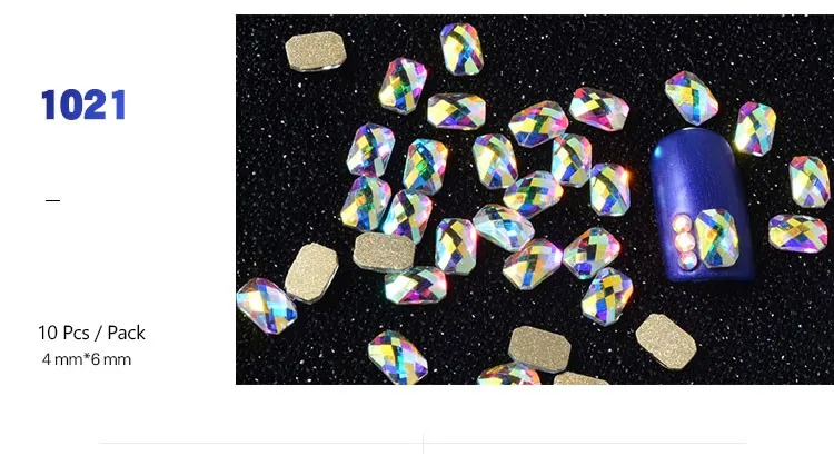 Кристаллы АБ для украшения ногтей красочные смешанные лошадиный глаз waterdropsquare стеклянные драгоценные камни 3D плоские с оборота для украшений своими руками на гвоздь Accessories10Pcs 073
