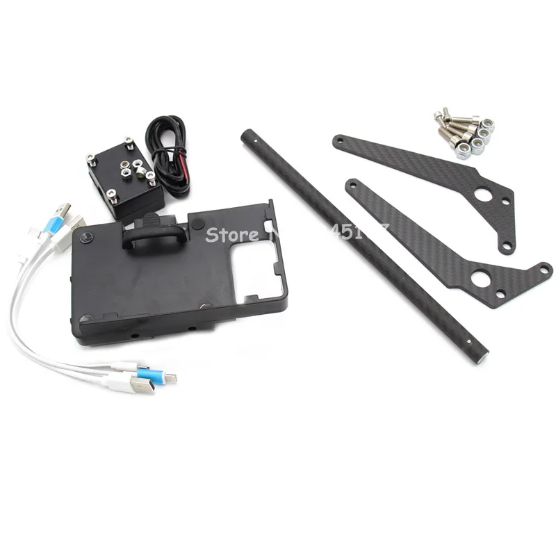 

Set Carbon Fiber Mobile Phone Navigation Bracket For R1200GS LC 13-18 R1200GS Adventure 14-18 Motorcycle USB Charging 12MM Mount