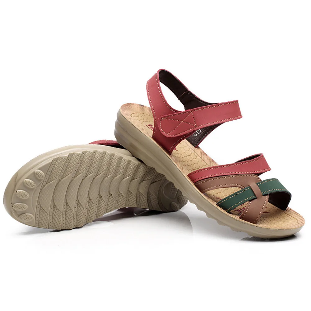 Женские босоножки летние модные кожаные сандалии удобная обувь на танкетке