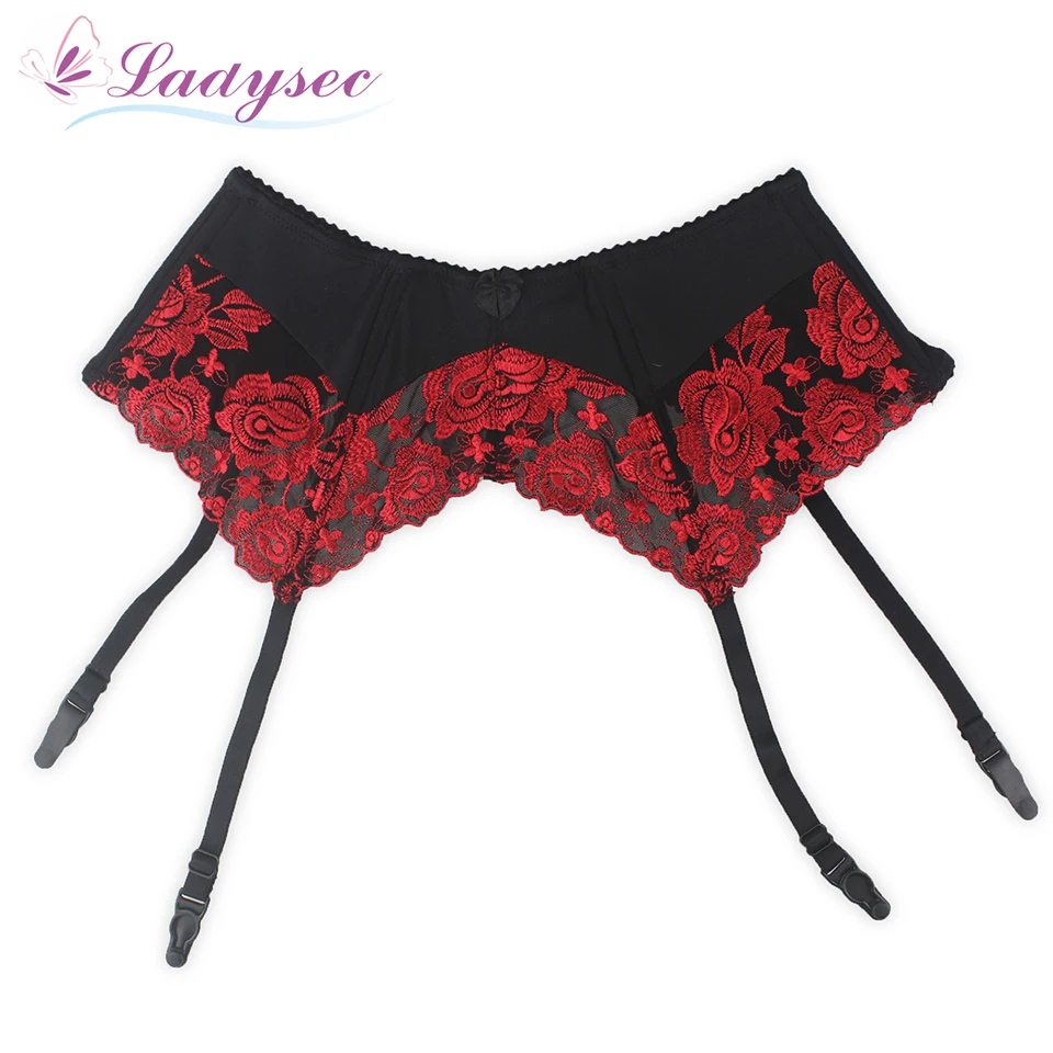 Пояс для чулок женский кружевной с металлическими пряжками вышитая подвязка