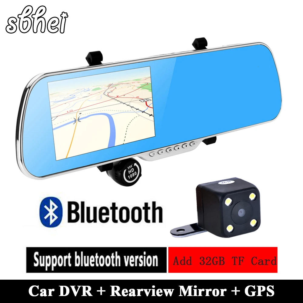 5 дюймов ips Автомобильный gps навигатор 8 Гб DVR зеркало заднего вида Android 4 двойная
