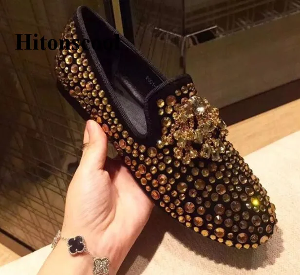 Женские туфли Стразы с острым носком женские лоферы европейские балетки