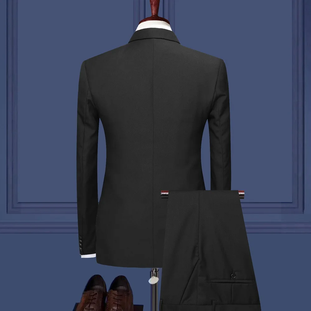 

Men's Wedding Casual Black and Burgundy Chinese Style Three-Piece Set Fashion Brand Size S-L XL 2XL 3XL 4XL