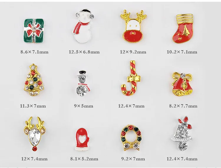 12 шт./колесо Happy X'mas снеговик подарки Санта-Клауса Рождественский элемент сплав для маникюра Искусство декоративные стразы драгоценные камни украшения колеса