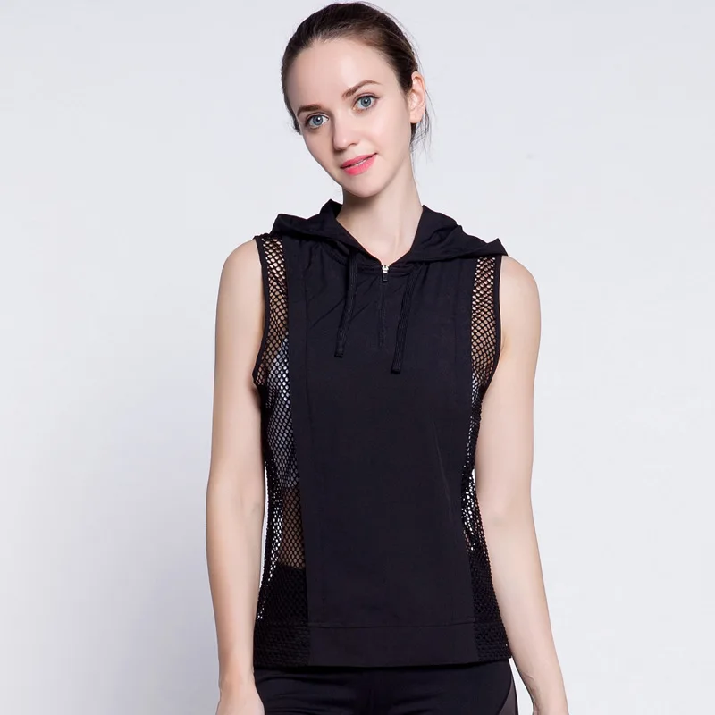 LA'MO ACTIVE Лето 2019 г. пустой дышащий Zip Up Спорт Толстовка для занятий бегом Футболка