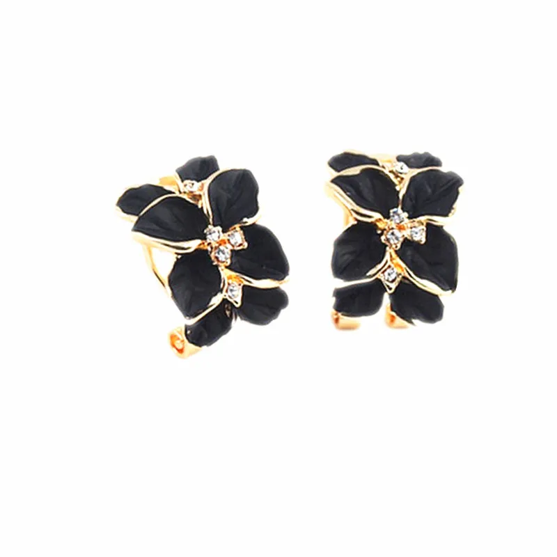 Женские Модные Винтажные черно белые серьги гвоздики в форме цветка гардении с