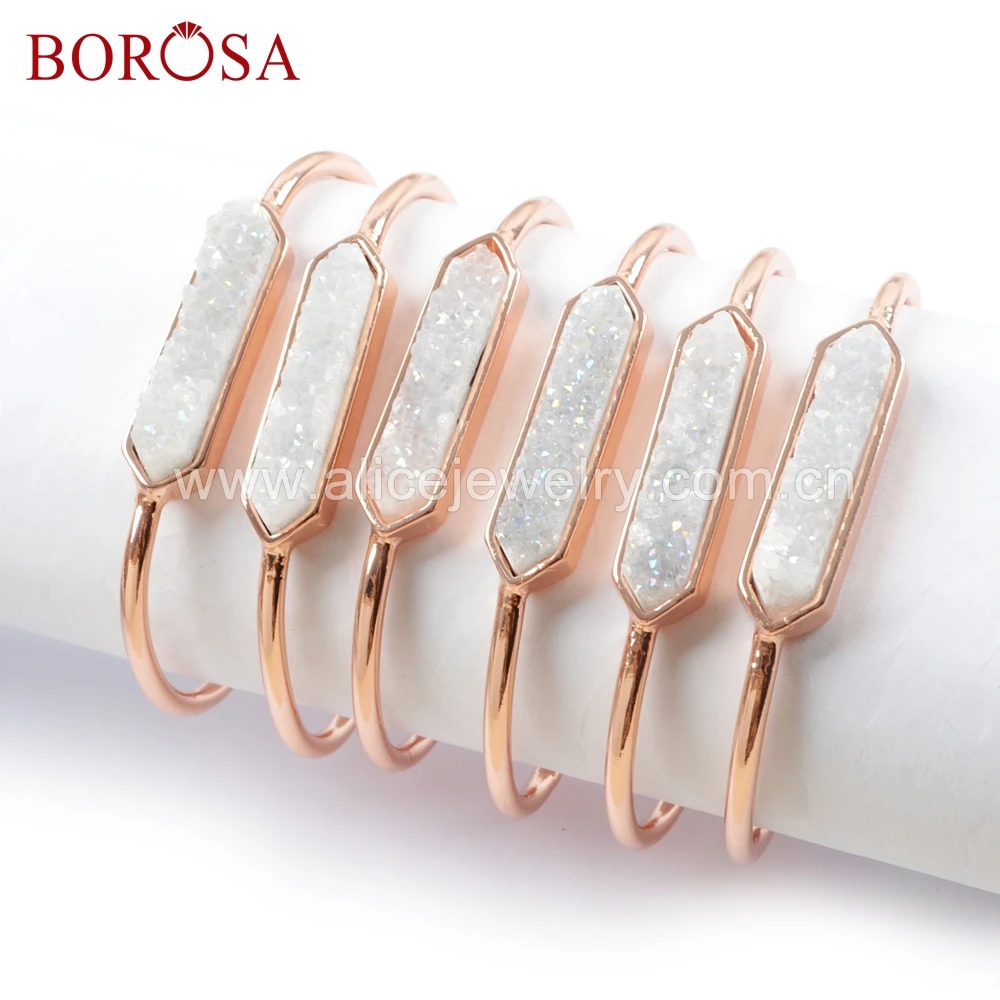 BOROSA 5 шт. шестигранный розовое золото цвет ободок Титан Радужная Друза бар