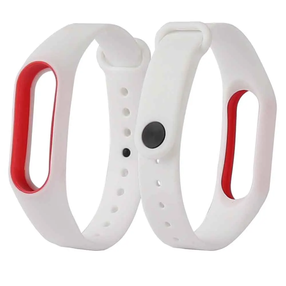 White Двойной Цветной ремешок mi Band 2 сменный спортивный ремешок на запястье анти-потеря силиконовый браслет аксессуары для Xiao mi band 2 умный Браслет - Цвет: White