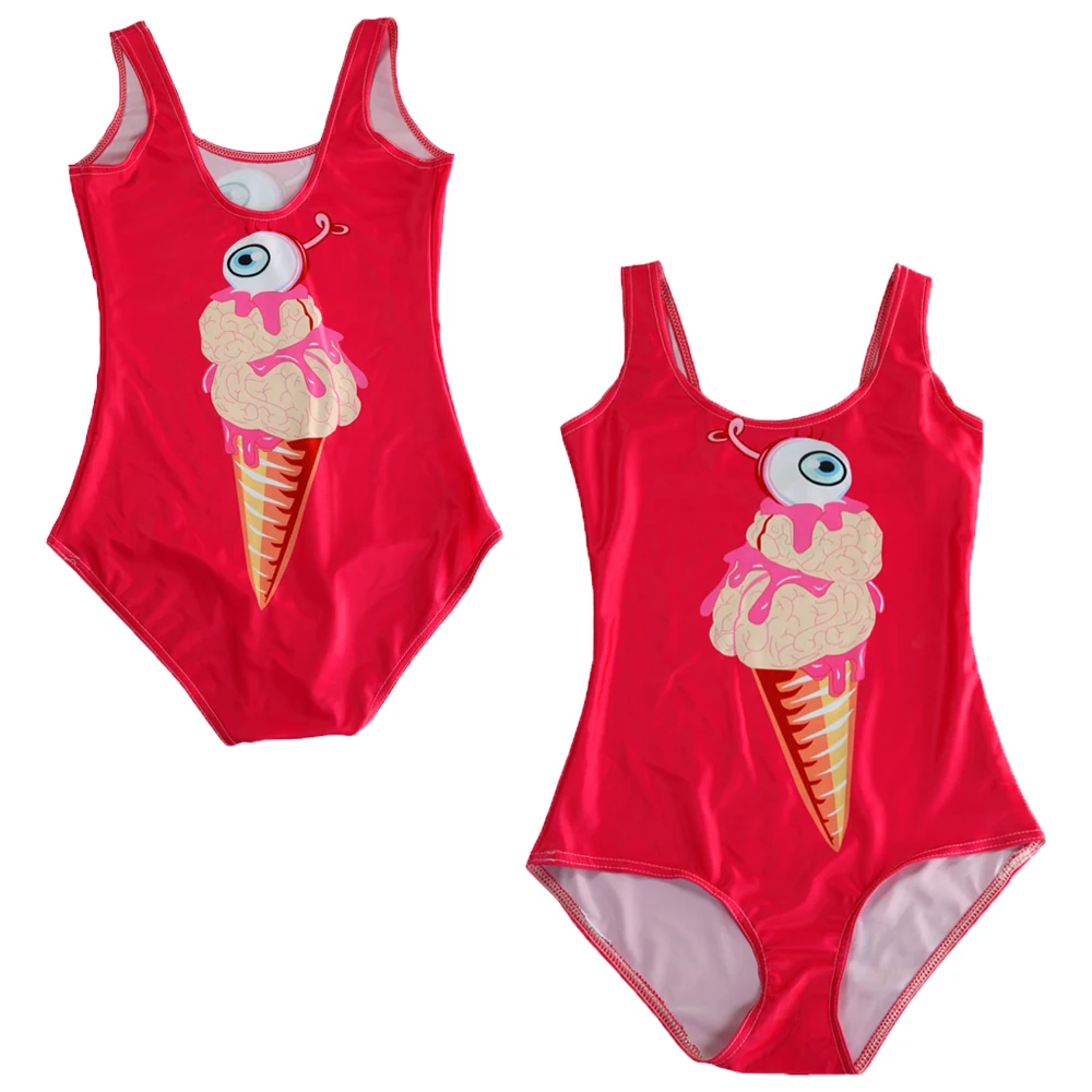 Красный крем для глаз 3d принт Девушка Цельный купальник Спортивный боди пляжные