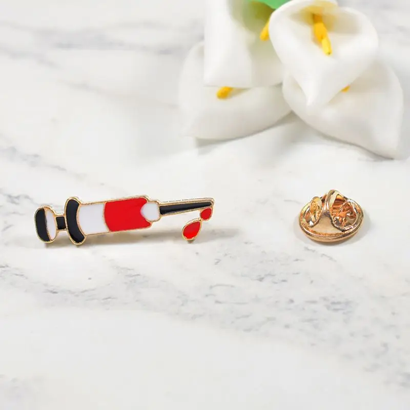 Эмаль медицинский шприц брошь отворот булавка модные ювелирные изделия подарок