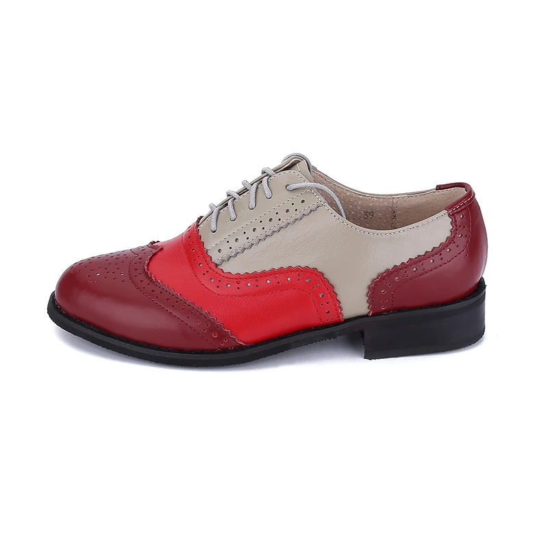 Women Quality Flats Genuine Leather Lace-up Oxfords Shoes For Spring Autumn Handmade Large Size 44 Footwear Casual Brogues | Обувь