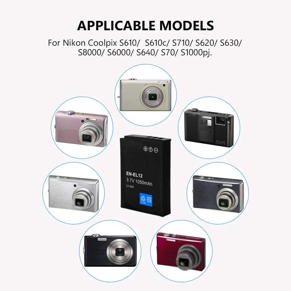 EN-EL12 Аккумулятор для камеры S610 S610c S710 S620 S630 S8000 3,7 в 1050 мАч цифровой литий-ионный аккумулятор для Nikon Coolpix