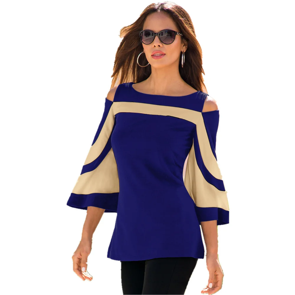 VITIANA Women Black Striped 3/4 Batwing Sleeve Elegant Summer Tops Tee Female 2018 Spring Off Shoulder T Shirt Ladies Clothing|off shoulder t shirt|t