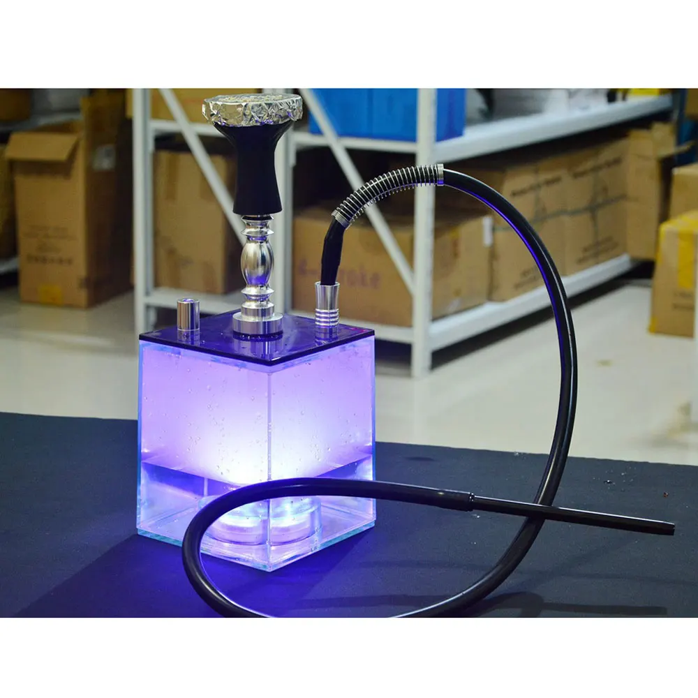 Acrylic Shisha Hookah Set w/ Led Light Silicone Hose Charcoal Holder Tongs Spring Bowl Narguile for Lounge.Club.Party |