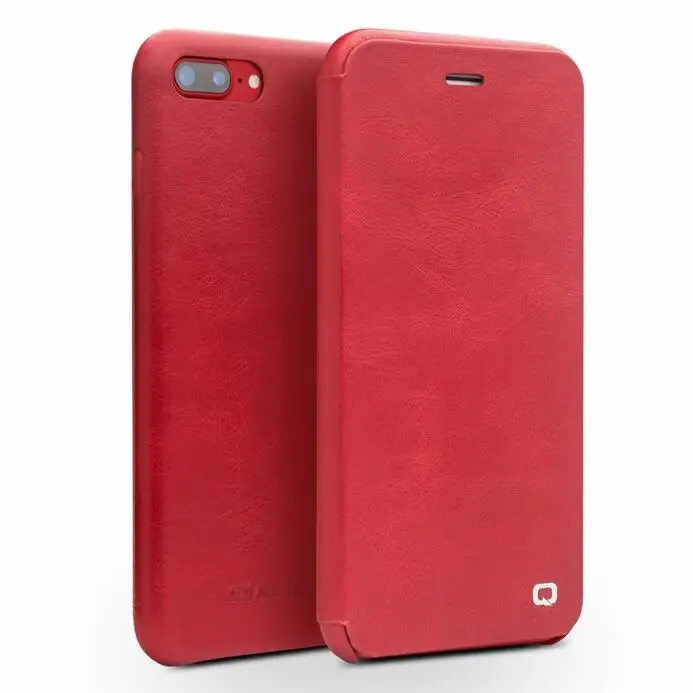 

QIALINO leather case for iPhone 7 Plus with business card holder Slim flip case premium accessory cover for iPhone 7 8 Plus