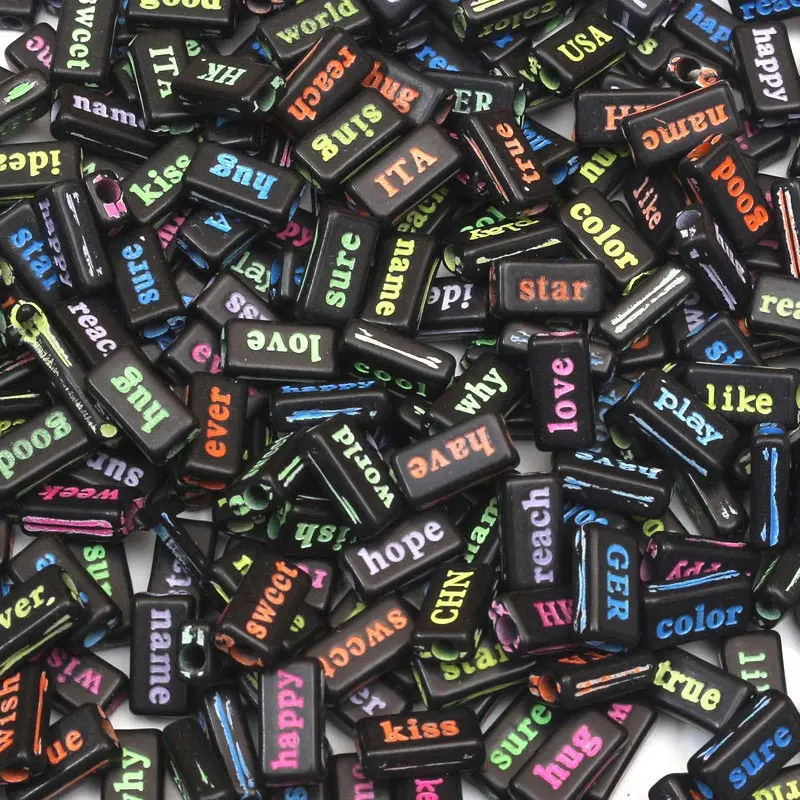 H5287 100Pcs Mixed Colorful Letter Acrylic Beads 15mm For Jewellery Marking Loose Spacer Bead Bracelet Necklace Charm Jewelry Finding - Цвет: H5287