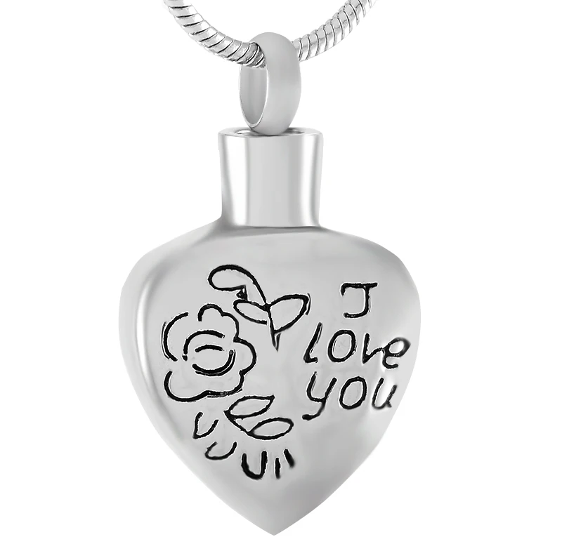 IJD8362 I LOVE YOU &amp FLOWER Memorial ожерелье из нержавеющей стали классика на память о