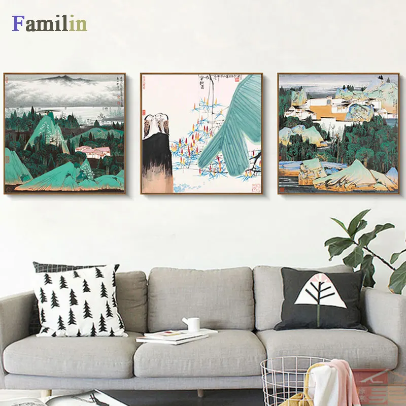 Китайская Ретро пейзажная живопись натюрморт настенный принт плакат Декор для