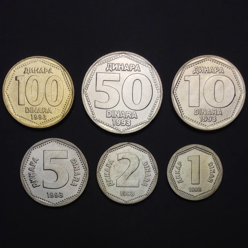 6 шт., монета, оригинальная монета 1993 года, не распространяется
