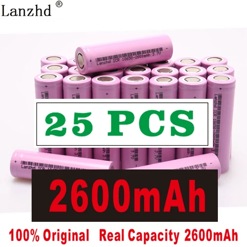 25 PCS 5-40 шт ICR18650 перезаряжаемая батарея 2600 мАч литий-ионные батареи 3,7 в для samsung 18650 батарея для фонарика ноутбука - Цвет: 25 PCS