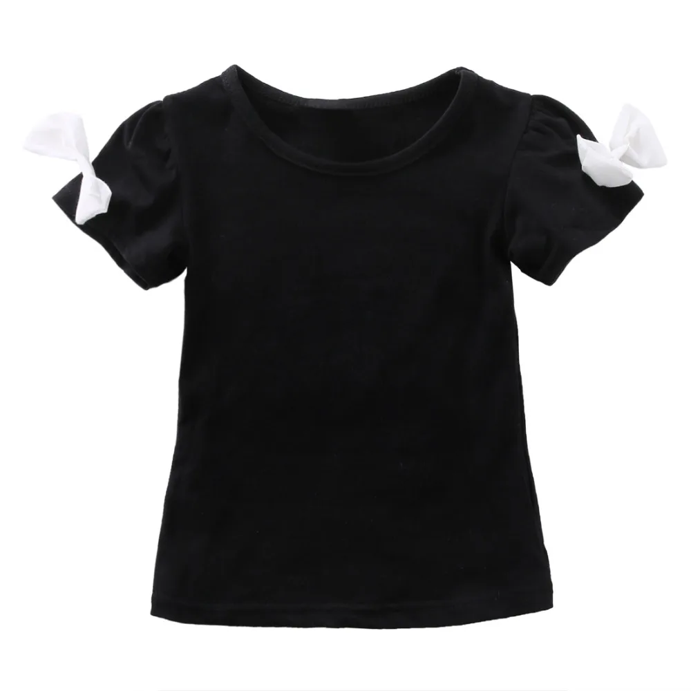 girls clothes summer 2018 Baby Girls Black Short Sleeve T Shirt+ Floral Skits Dress 2pcs Clothes Outfits Set | Мать и ребенок