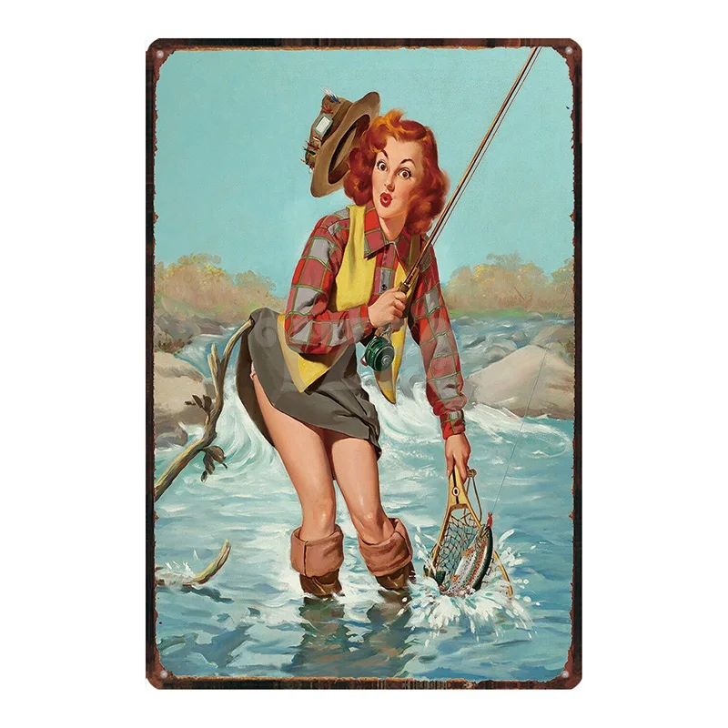 Жестяные ретро-знаки Pin UP Girl металлическая винтажная настенная наклейка Декор