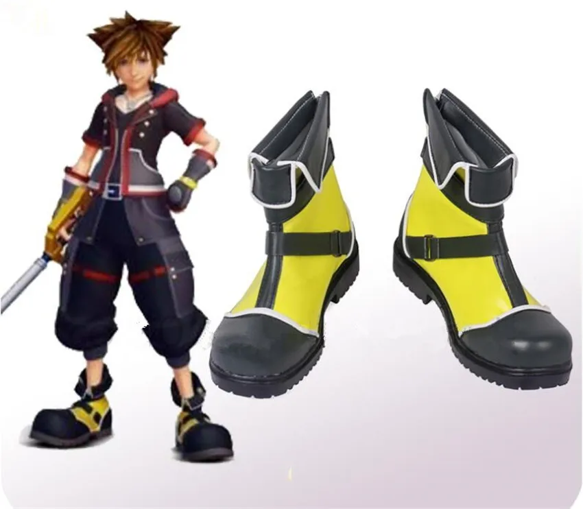 Ботинки для косплея аниме Kingdom Hearts Sora желтые изготовленные на заказ A675|Туфли| |
