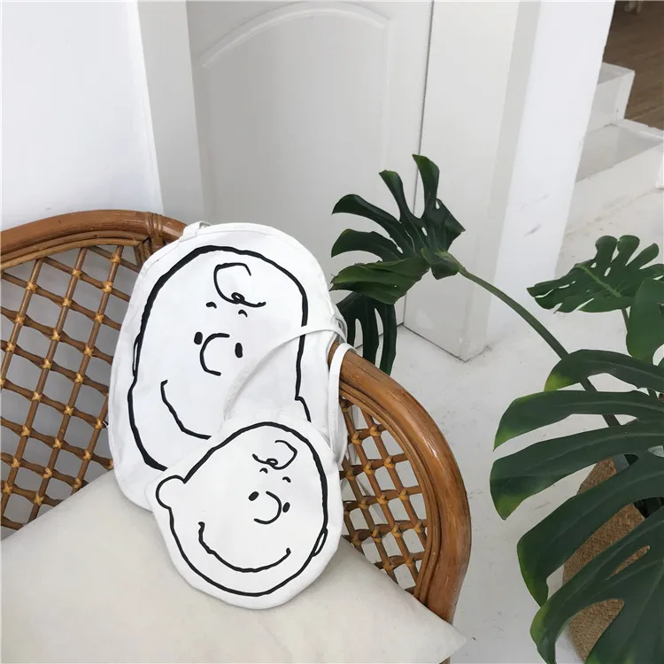 Alasir Холщовая Сумка круглой формы с мультяшным рисунком, лаконичные милые сумки через плечо для девочек, многоразовые сумки для покупок, Круглый Холщовый Мешок