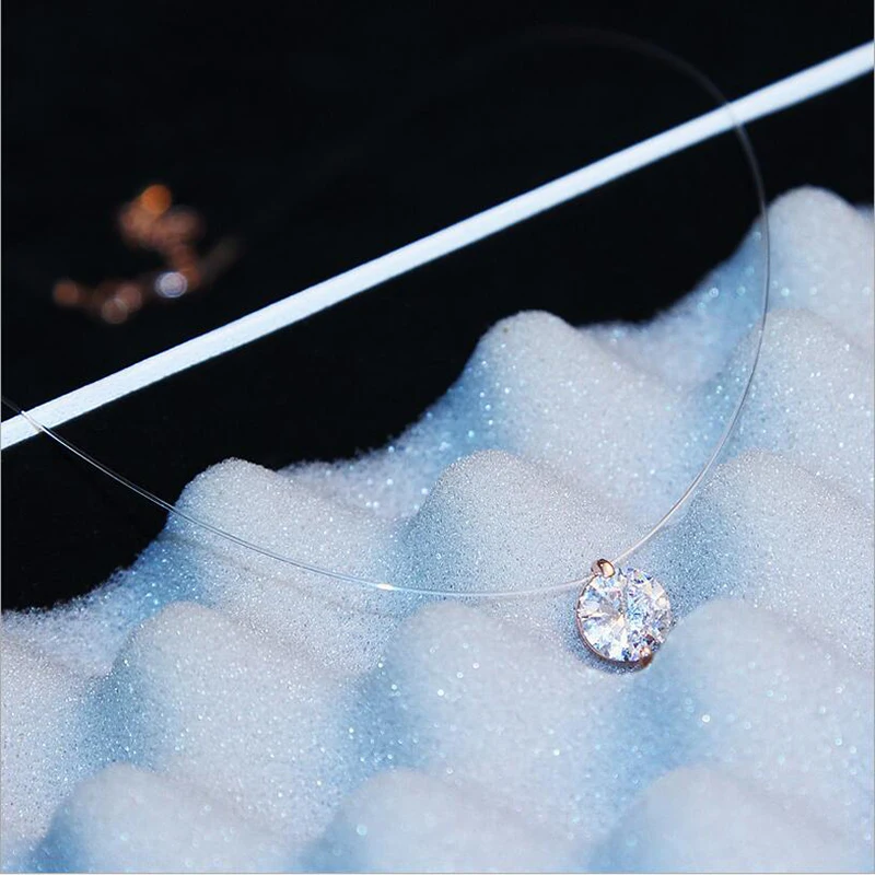 Креативное прозрачное блестящее кубическое ожерелье в виде лески со стразами