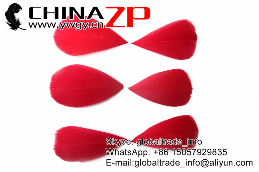 CHINAZP оптом 100 шт/партия 3~ 7 см длина выбранное качество окрашенные красные Обрезанные гусиные перья головной убор