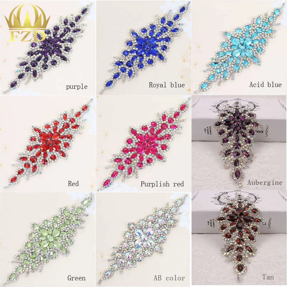 

(30pieces) Wholesale Hotfix AB Crystals Rain Bow Color Rhinestone Sequin Applique for Garment Dresses Headband Bridal Garters