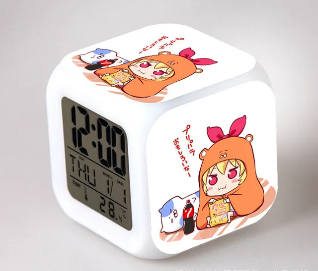 Японское аниме Himouto! Umaru-chan светодиодный цифровой будильник с 7 цветами, детский Ночной светильник, часы для спальни, reloj despertador - Цвет: Белый
