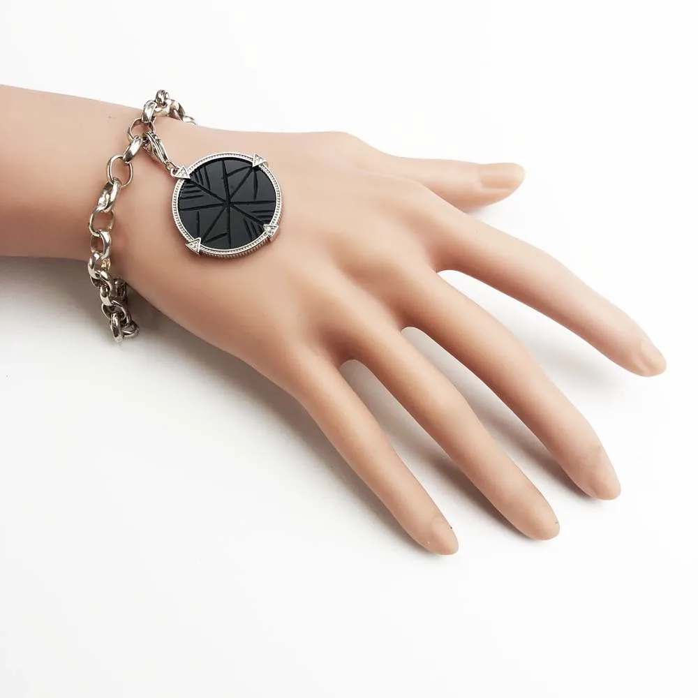 Подвеска с монеткой в виде диска подвеска из серебра 925 пробы черным камнем CZ