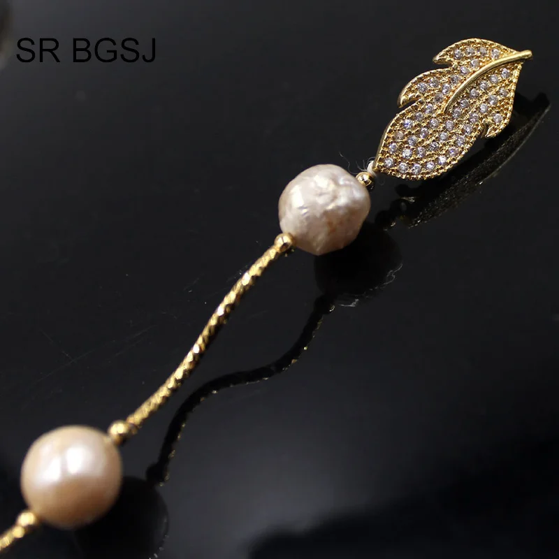 

Free Shipping Lavender Edsion FW Pearl Beads Gold Color Leaf Clasp Women Jewelry Statement Necklace 9-10mm 60