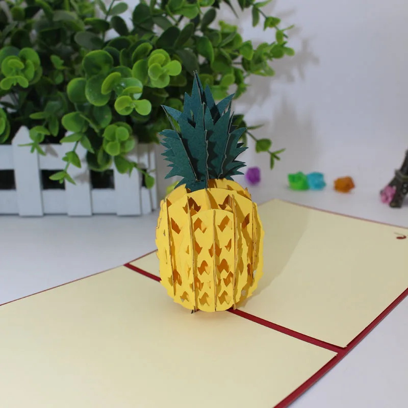 10 шт./лот) brand o дизайн 3D выдалбливают ананас поздравительная открытка сладкий фруктовый дизайн Модная подарочная карта