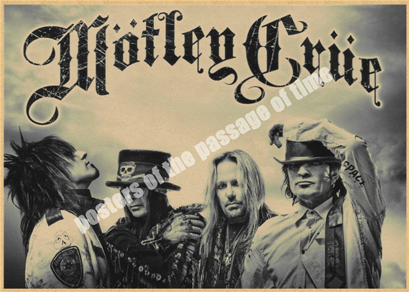 Motley Crue винтажная Ретро рок-группа музыкальная гитара матовая крафт-бумага античный плакат Настенная Наклейка домашний декор
