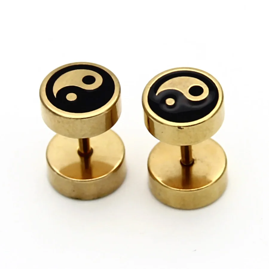 Серьги гвоздики из нержавеющей стали в стиле Инь Янь 2 шт.|ear earrings|stainless steel stud