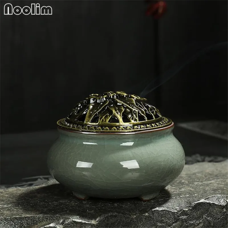 Фарфоровая керамическая курильница Celadon, антимоскитная горелка для благовоний, классический Декор для гостиной, ледяная трещина, держатель для благовоний - Цвет: C