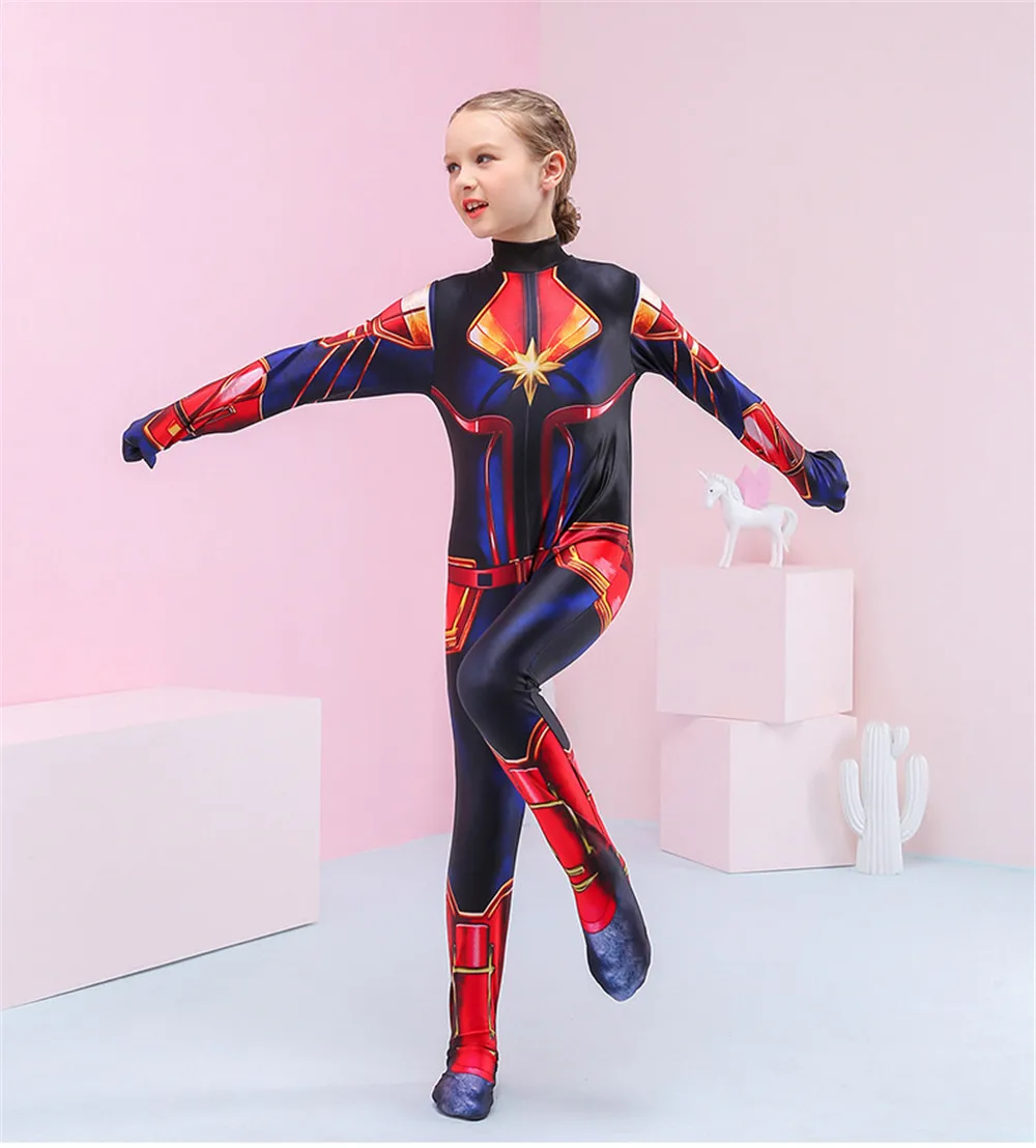 Косплей Мстители: Endgame Капитан Marvel Carol Danvers 3D принт супергерой Дети Девушки боди