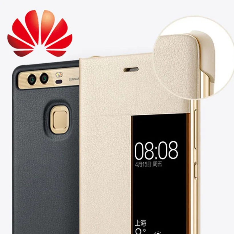 Чехол для HUAWEI п9 100% оригинальная официальная смарт чехол вызова ID кожа откидная